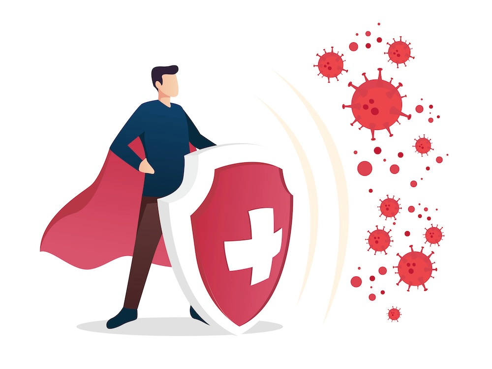 Immune system protection icon representing health, bacteria, viruses, and disease prevention